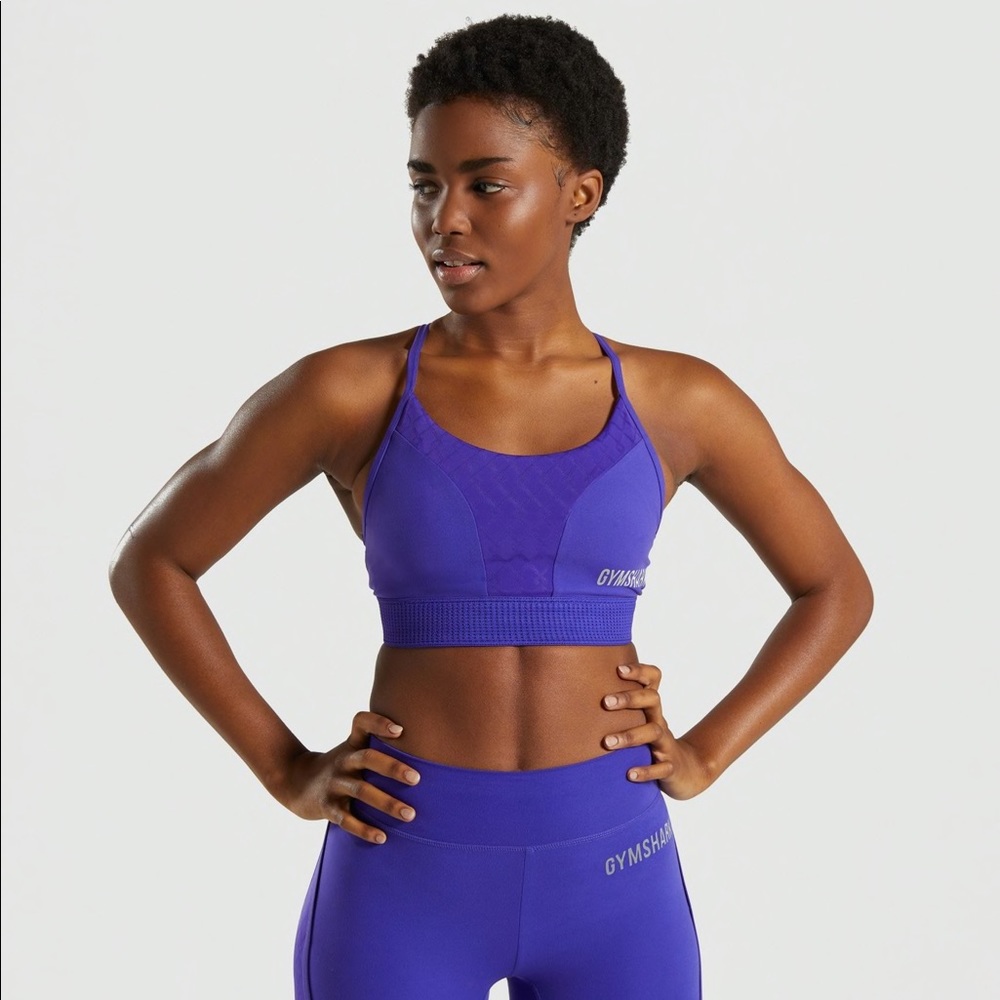 Gymshark Geo Mesh Sports Bra - Indigo - Medium